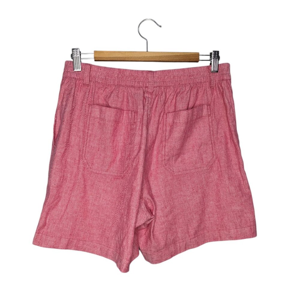 L.L.Bean Womens Comfort Stretch Cotton Linen Short High Rise 7" Size 10 Red Pink - Picture 2 of 4
